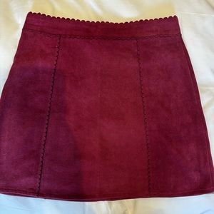 Red suede skirt
